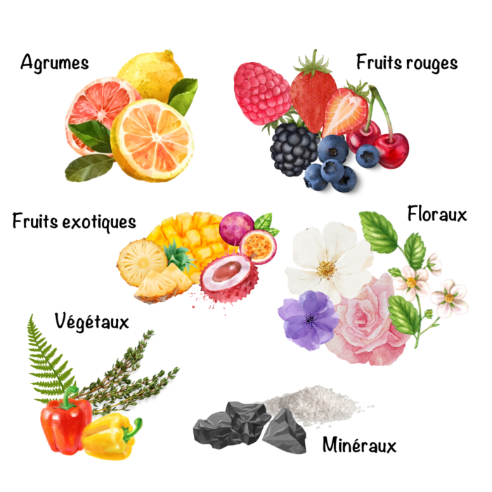 illustration des arômes primaires du vin