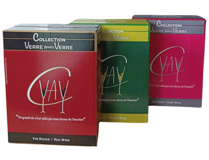 3 bag-in-box de vin rouge, blanc et rosé