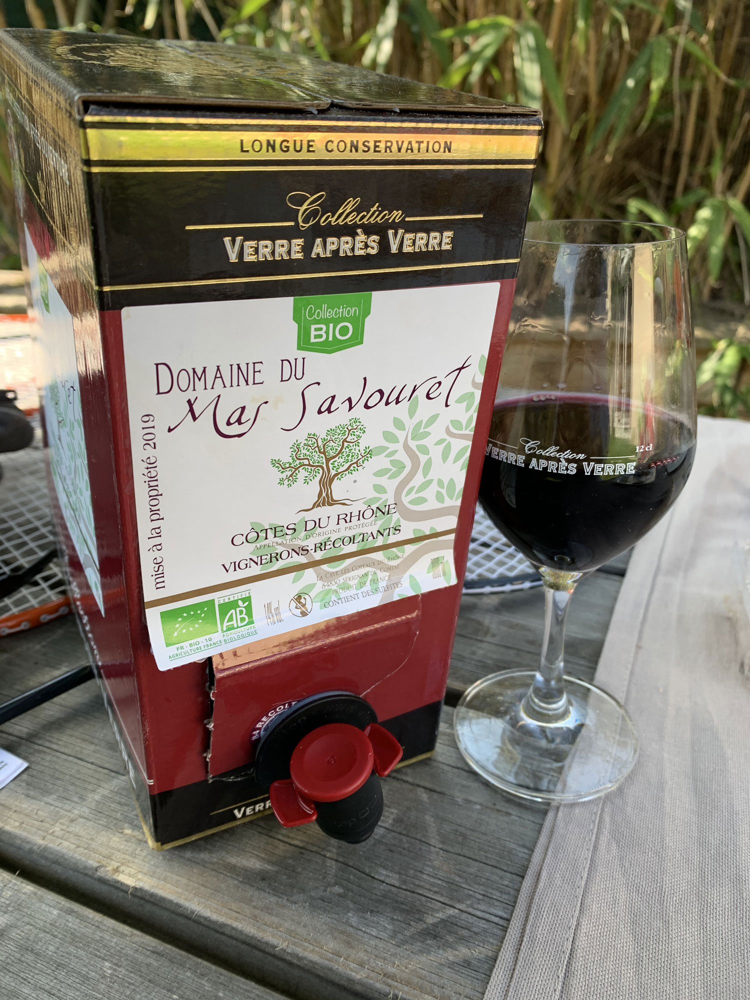 Vin rouge du Domaine du Mas Savouret en bag-in-box