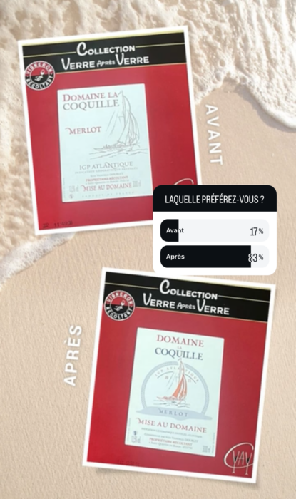 étiquettes AVANT / APRES de notre IGP Atlantique Domaine La Coquille