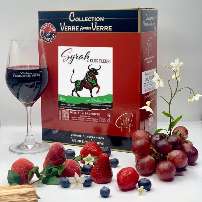 BIB 3L vin rouge, La Syrah du Clos Fleuri, monocépage, taureau